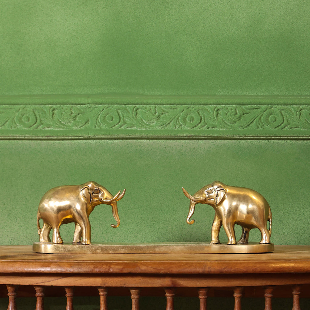 Brass Double Elephant Book Rest (4.5 Inch) Vedansh Craft
