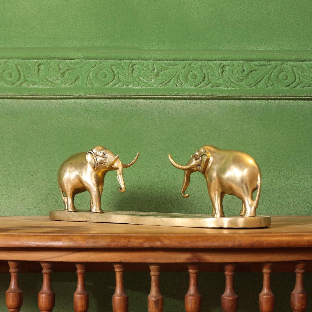 Brass Double Elephant Book Rest (4.5 Inch) Vedansh Craft
