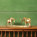 Brass Double Elephant Book Rest (4.5 Inch) Vedansh Craft