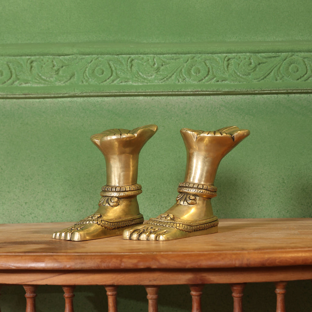 Brass Divine Goddess LakshmI Feet/Charan (5.5 Inch) Vedansh Craft