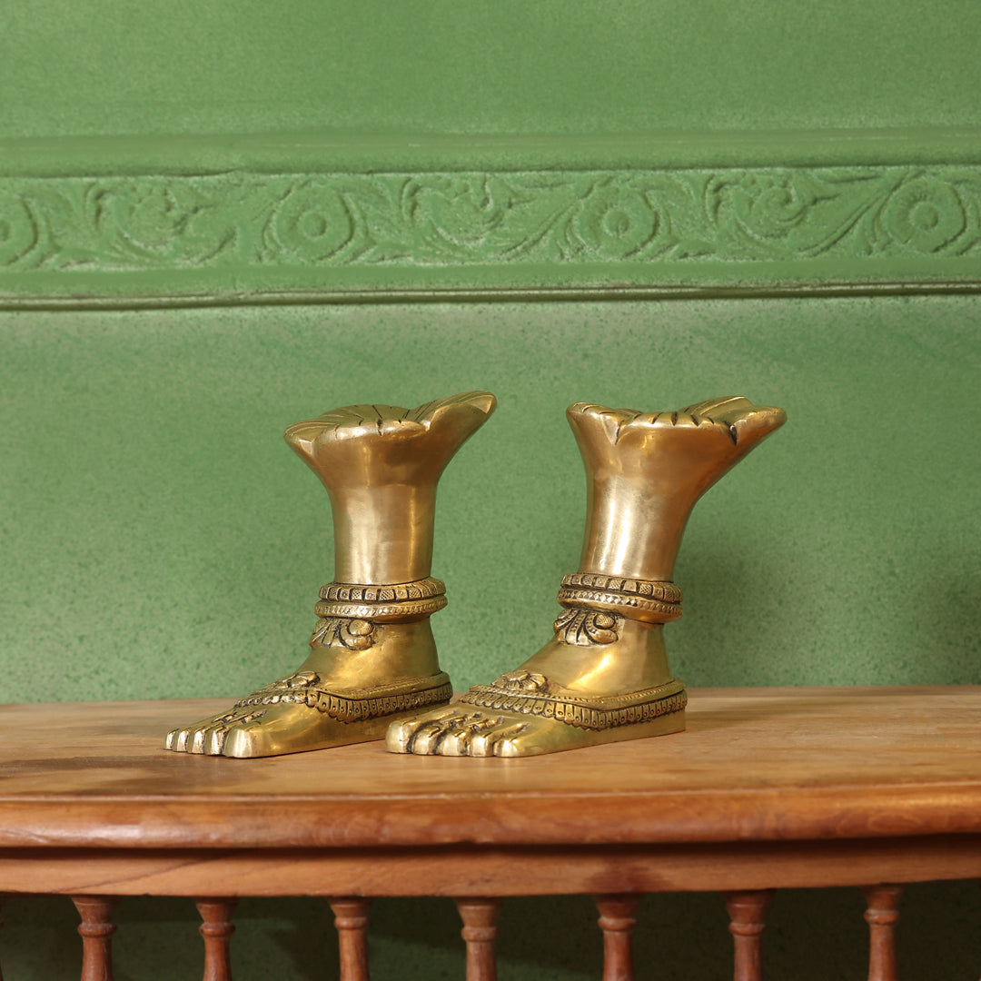 Brass Divine Goddess LakshmI Feet/Charan (5.5 Inch) Vedansh Craft