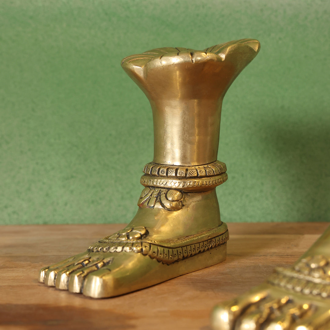 Brass Divine Goddess LakshmI Feet/Charan (5.5 Inch) Vedansh Craft