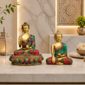Brass Stone Work Blessing Sitting Buddha Statue Vedansh Craft