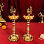 Brass Dana Peacock Samai Lamp Pair Vedansh Craft