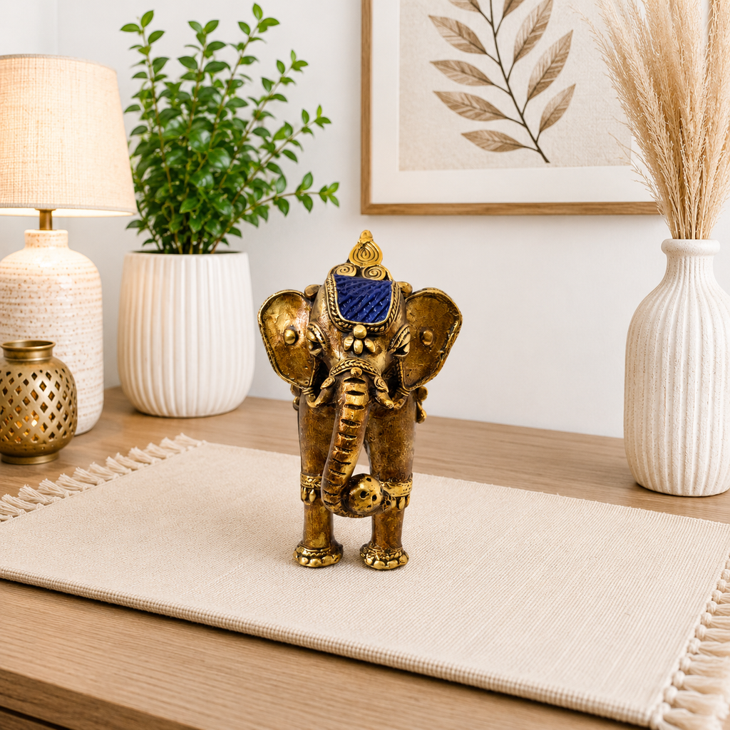Brass Handcrafted Dhokra Elephant statue Vedansh Craft