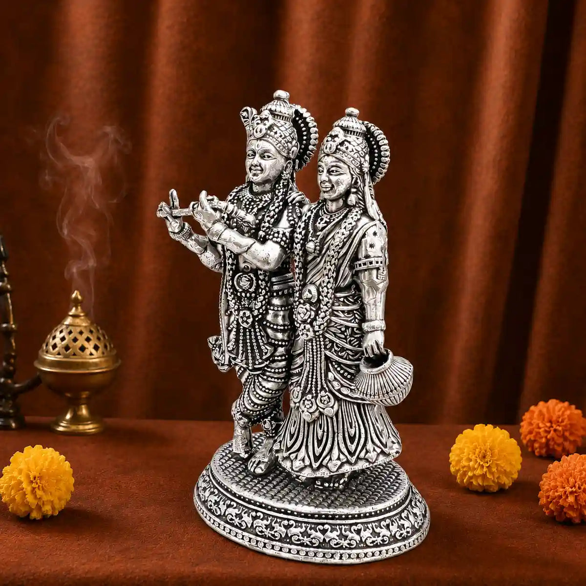 Brass Lightweight Standing Radha Krishna Idol Vedansh Craft