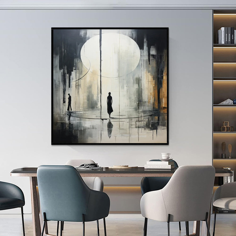 Handmade Oil Painting Canvas Wall Art Decoration Black And White Abstract   Artwork Medieval Black Neoclassicism Wall Decor Street For Home Office Decor kafalo