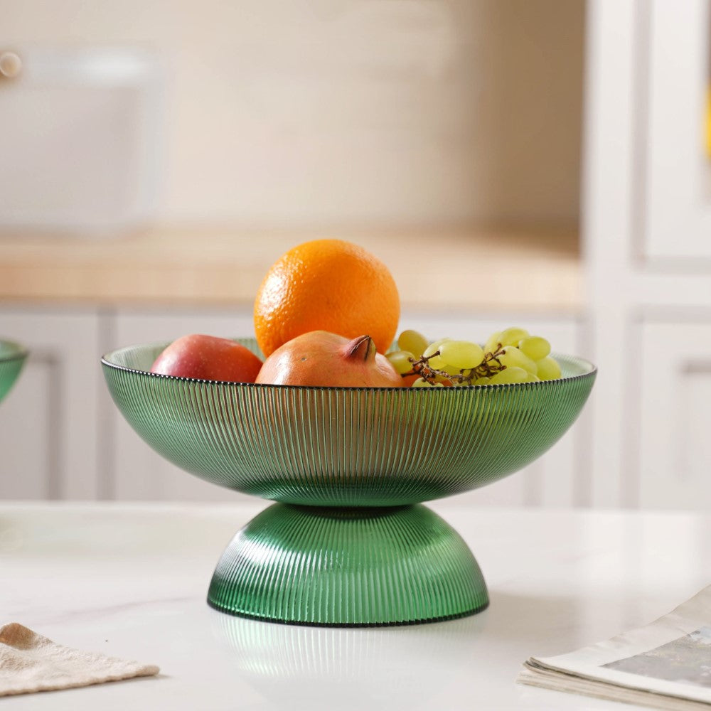 Ribbed Emerald Fruit Bowl Large Nestasia