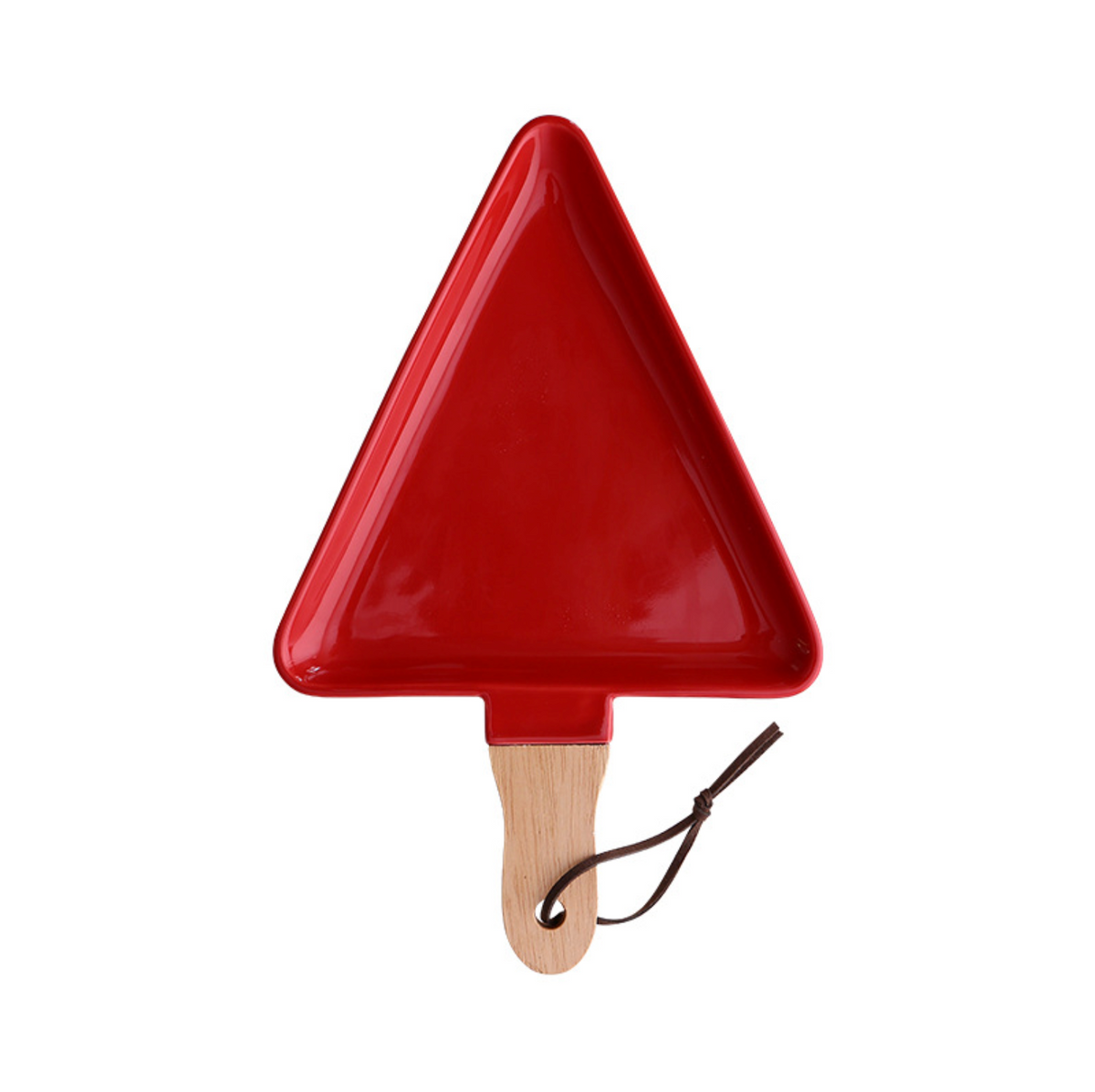 MERRY triangle plate with wooden handle - red Nestasia