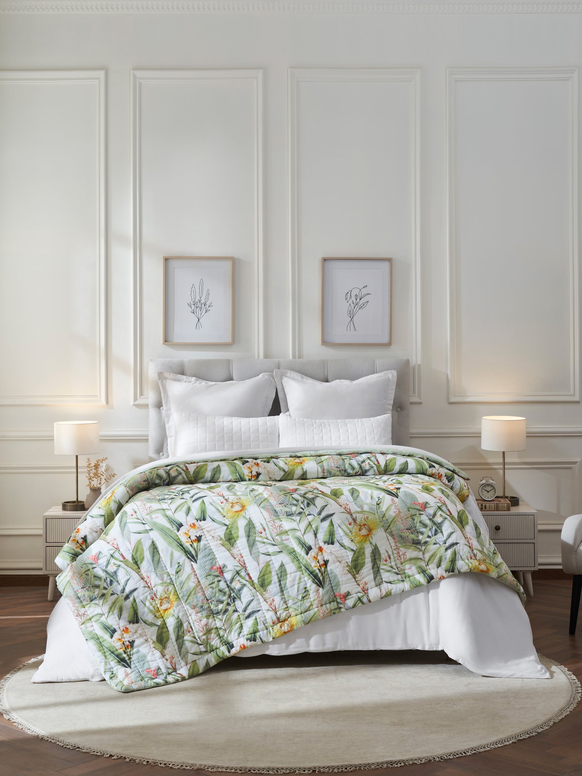 Tropic Chic Reversible Printed Summer Quilt Contrast Living