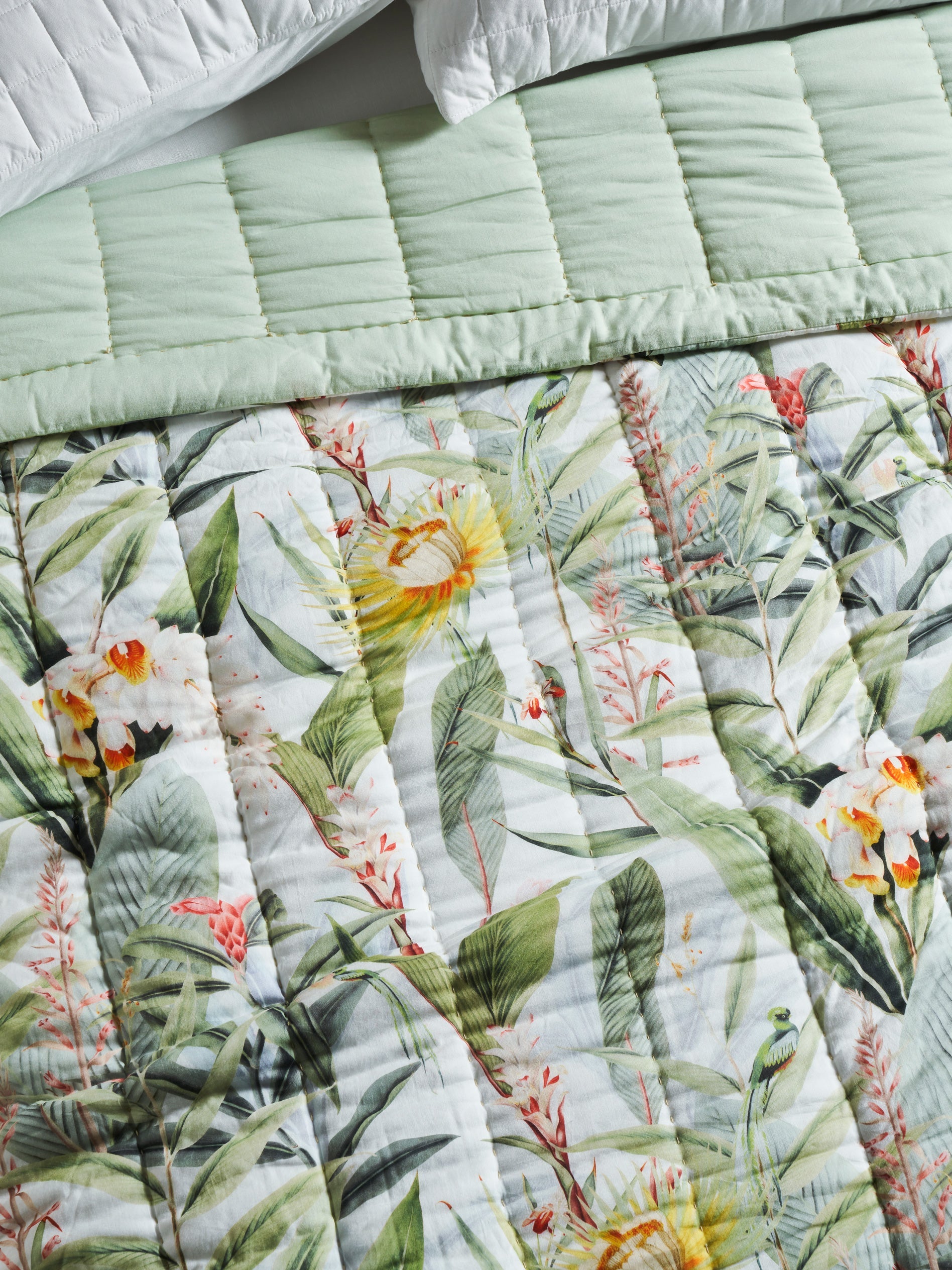 Tropic Chic Reversible Printed Summer Quilt Contrast Living