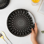 Trellis Gloss Ceramic Dinner Plate Black 10 Inch Nestasia