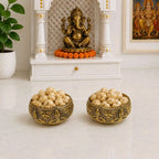 Brass Antique Decorative Prasad Bowl Pair (1.5 Inch) Vedansh Craft