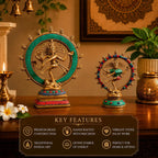 Brass Stone Work Nataraja Dancing Shiva Idol (7.5 Inch) Vedansh Craft