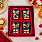 Copper Kalakriti Print Glass Set of Four With Gift Box/Hamper (3.5 Inch) Vedansh Craft