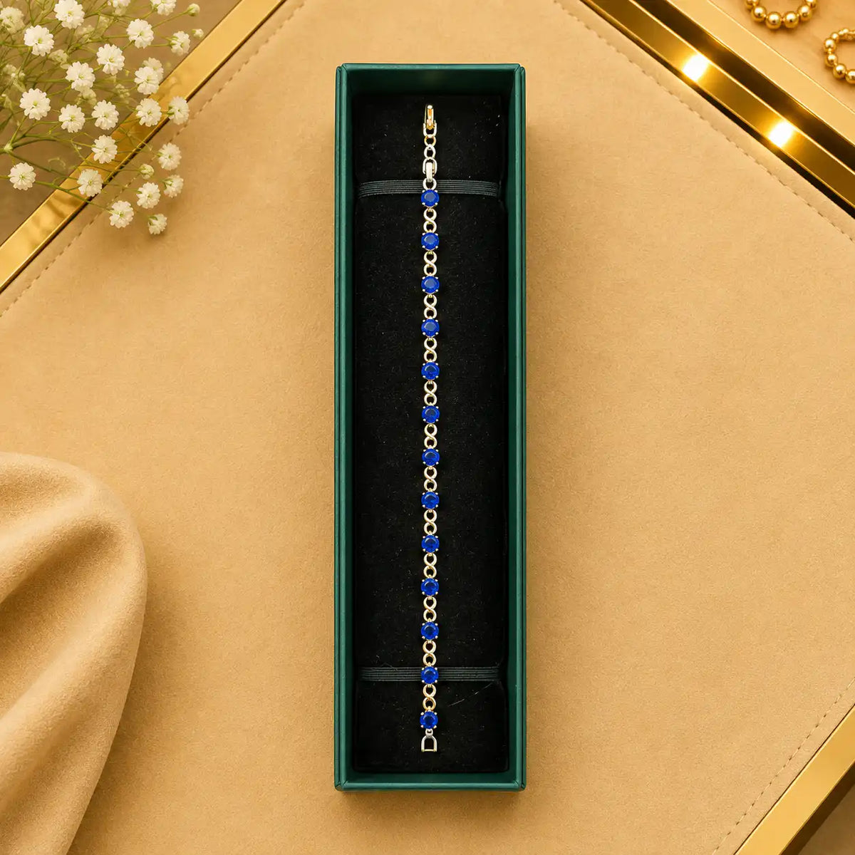 Thin Linear CZ Tennis Bracelet for Women | Gold-Tone Clasp, Gift Box Vedansh Craft