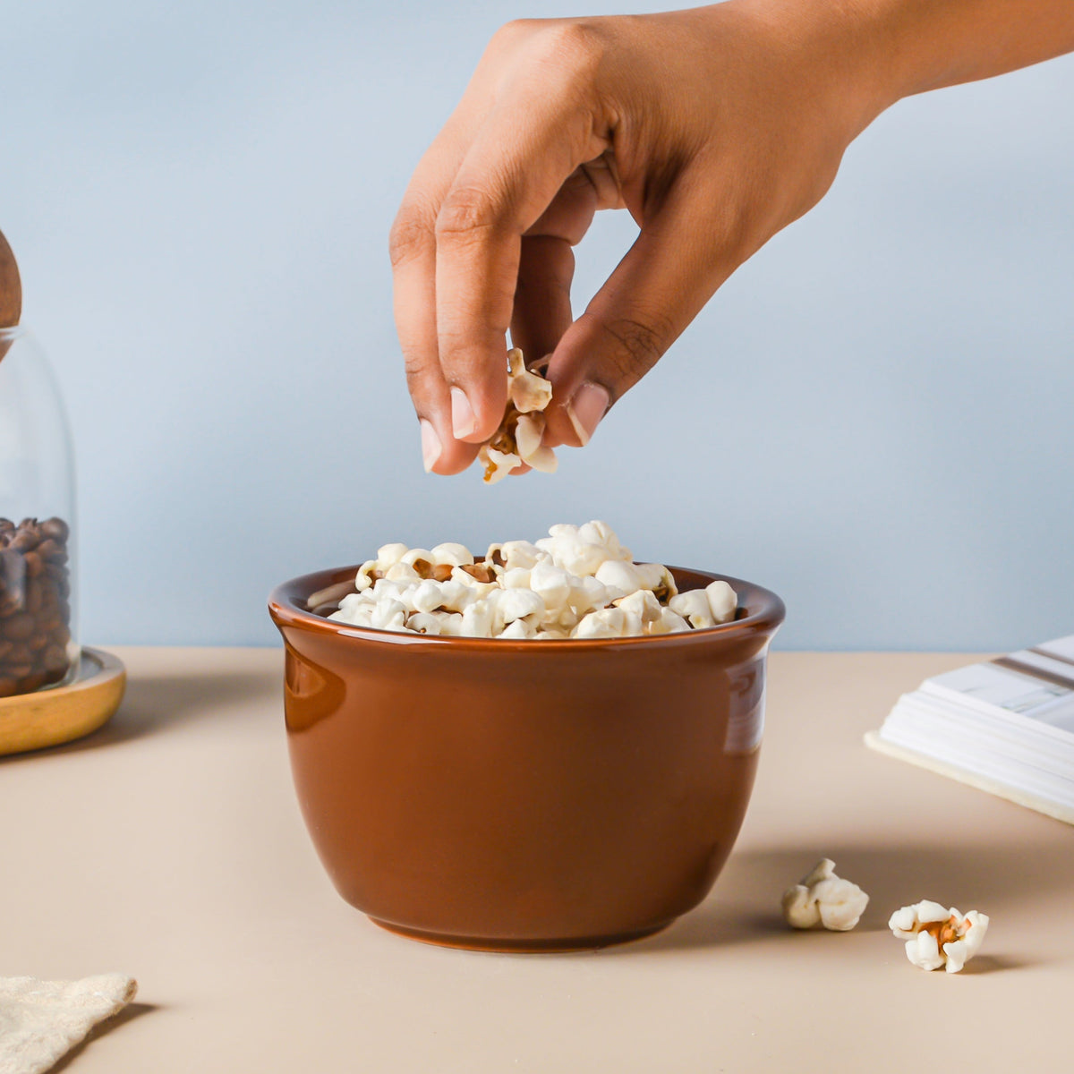 Riona Ceramic Snack Bowl Brown 300 ml Nestasia