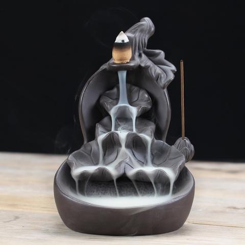 Ceramic Waterfall Backflow Incense Burner + 10 Cones kafalo