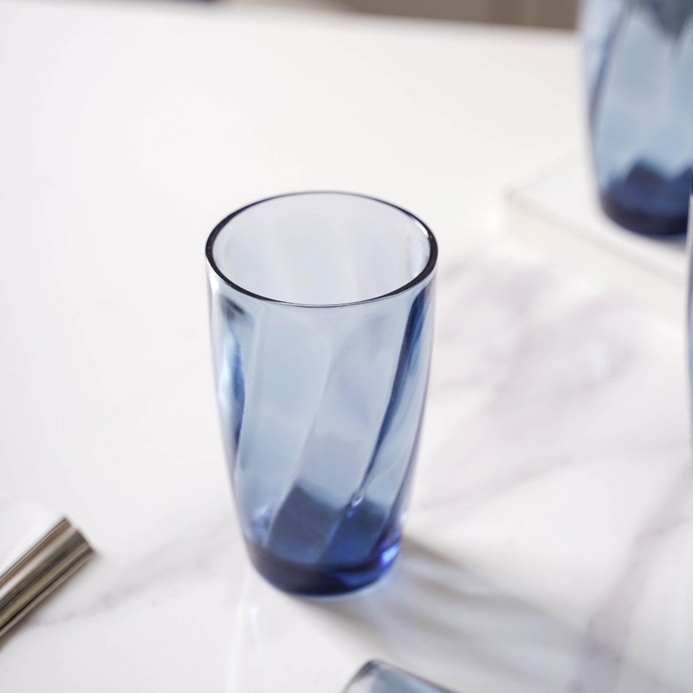 Blue Swirl Drinking Glass Set of 6 Nestasia