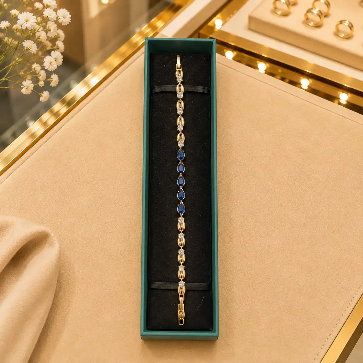 Leaf & Vine Tennis Bracelet for Women | CZ Stones, Gold-Tone Clasp Vedansh Craft