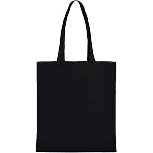 Classic Black Open Top Plain Tote Bag | 40.64 x 35.56 cm 90 gm | 220 GSM Cotton | Eco-Friendly Reusable Carry Bag for Shopping, Gifting & Everyday Use (1)