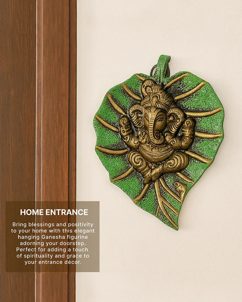 Lord Ganesha Wall Hanging Showpiece in Metal Pan Patta