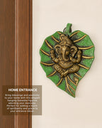 Lord Ganesha Wall Hanging Showpiece in Metal Pan Patta