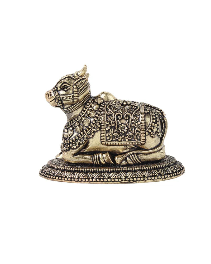 Elegant Pure Brass Nandi Idol for Worship, Blessings, and Home Decor