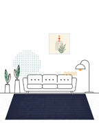 Handcrafted Natural Blue Rectangular Jute Carpet For Hall And Dining Space