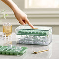 One Press Double Layer Ice Cube Tray With Bin And Scoop 2200ml Nestasia