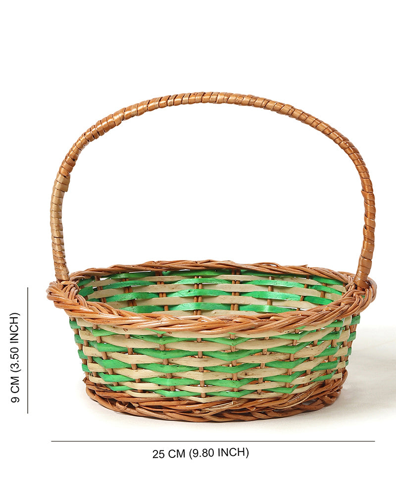 Handcrafted Pyala Shaped Wicker Basket for Fruit Display and Gift Hampers