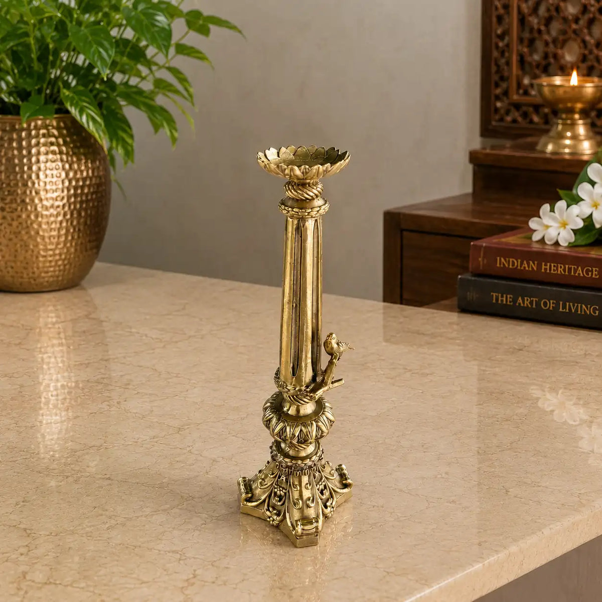 Brass Lightweight Candle Stand Holder (8.5 Inch) Vedansh Craft