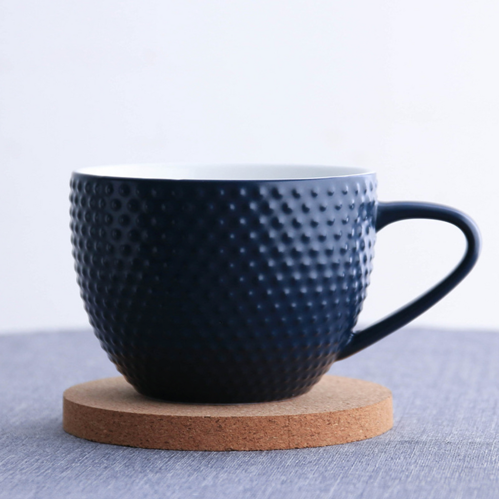 MAGNIFIQUE textured mug with cork coaster - Prussian blue Nestasia