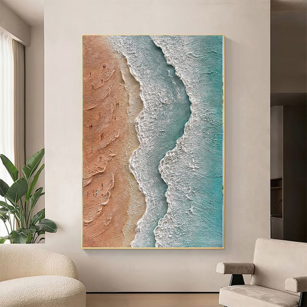Handmade 3D Textured Acrylic Design Seaside Beach Vacation Landscape Canvas Oil Painting Wall Decor Art Unframed Wall Picture Crafts Hot Selling Pieces kafalo