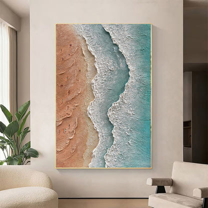 Handmade 3D Textured Acrylic Design Seaside Beach Vacation Landscape Canvas Oil Painting Wall Decor Art Unframed Wall Picture Crafts Hot Selling Pieces