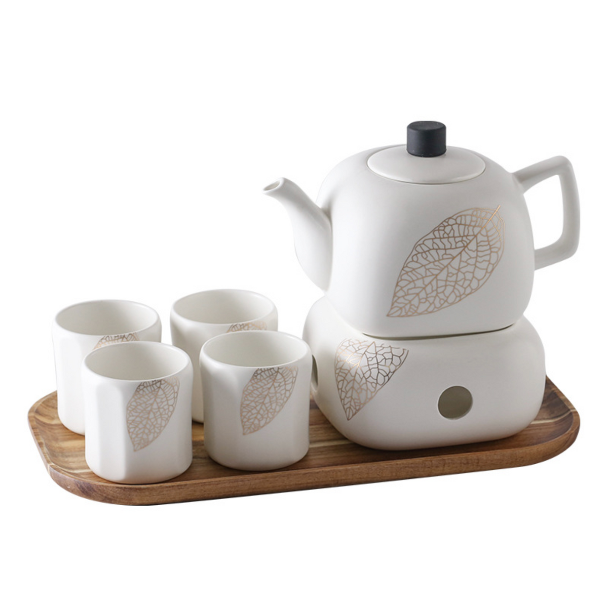 MAGNIFIQUE Tea Set - Natural White and Gold Leaf Nestasia