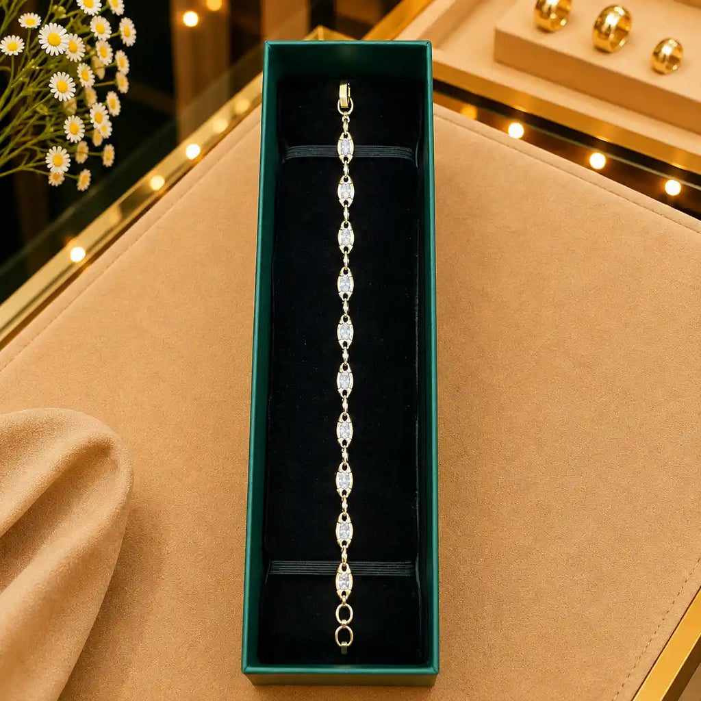 White CZ Tennis Bracelet for Women | Heart, Pear & Round Cut Stones Vedansh Craft