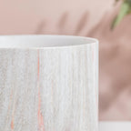 Carrara Ceramic Gold Detailed Planter With Wooden Coaster Nestasia