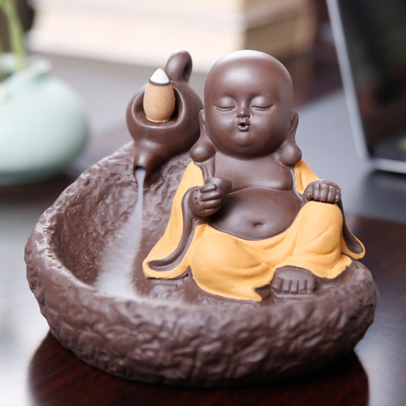 Little Monk Purple Sand Backflow Incense Burner Sandalwood Incense Burner Incense Road