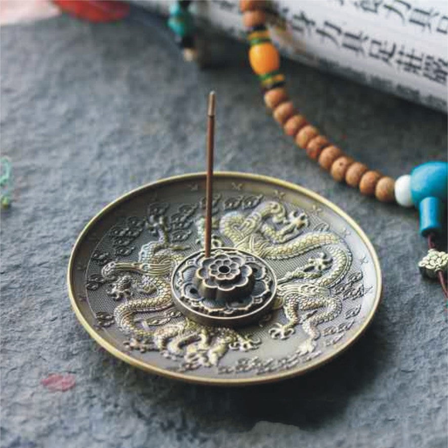 Double Dragon Incense Plate Incense Burner kafalo