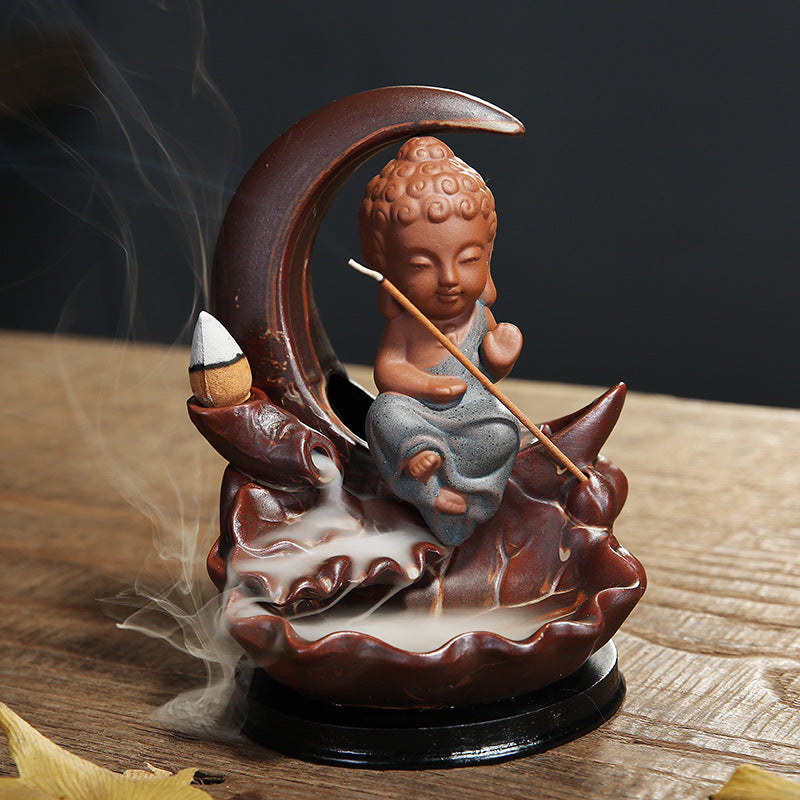 Tathagata Little Monk Sandalwood Incense Burner Agarwood Incense Stick Indoor Incense Road Decoration kafalo