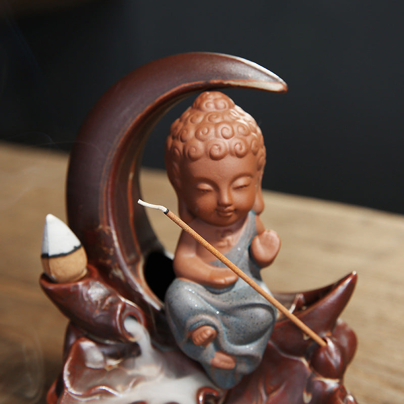 Tathagata Little Monk Sandalwood Incense Burner Agarwood Incense Stick Indoor Incense Road Decoration kafalo