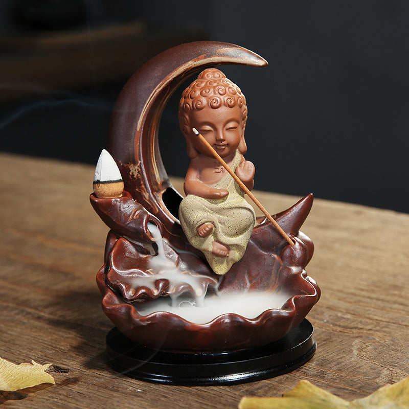 Tathagata Little Monk Sandalwood Incense Burner Agarwood Incense Stick Indoor Incense Road Decoration kafalo