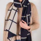 Luxury Black And White Long Scarf Nestasia