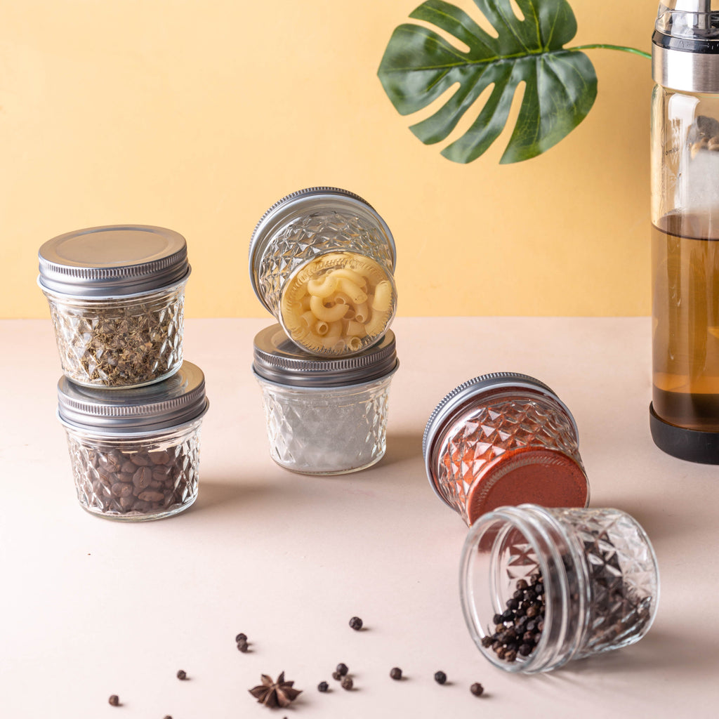 Textured Mason Jar Small Set of 6 Nestasia
