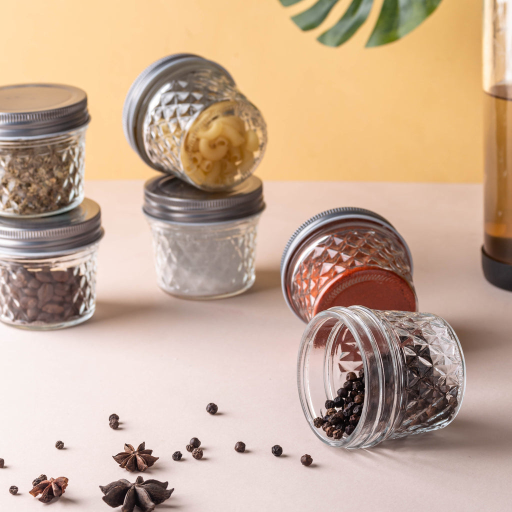 Textured Mason Jar Small Set of 6 Nestasia