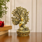 Brass Lightweight Buddha Statue With Tree (6.5 Inch) Vedansh Craft