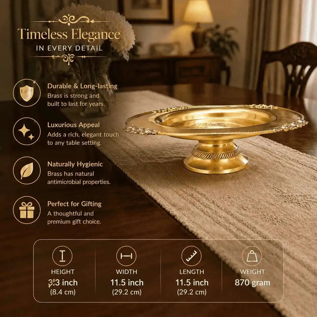 Brass Traditional Dessert Display / Cake Stand (11.5 Inch) Vedansh Craft