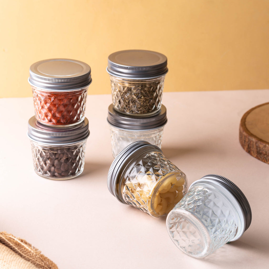 Textured Mason Jar Small Set of 6 Nestasia