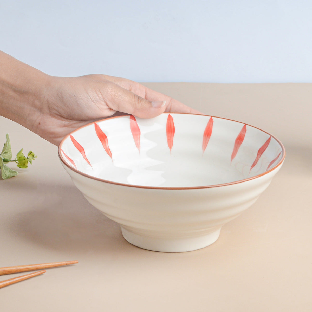 Teardrop Textured Ramen Bowl Red 550 ml Nestasia